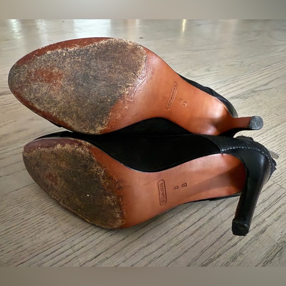 Coach Black Leather High Heel Ankle Boots SZ 8B - Picture 6 of 7